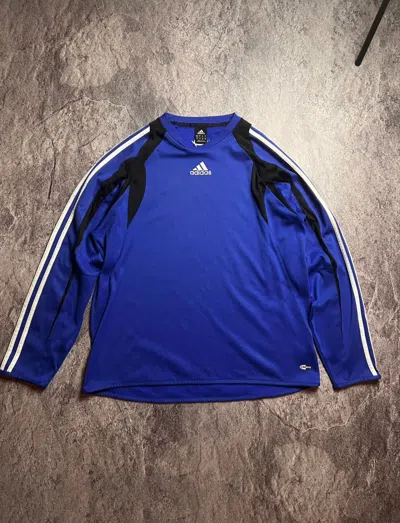 Pre-owned Adidas X Vintage Y2k Adidas Center Logo Blokecore Japan Style Sweatshirt In Blue
