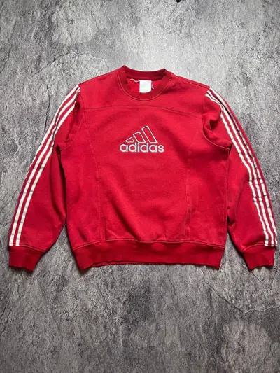 Pre-owned Adidas X Vintage Y2k Japan Style Adidas Big Logo Baggy Sweatshirt In Red