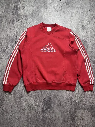 Pre-owned Adidas X Vintage Y2k Vintage Adidas 3 Stripes Baggy Soccer Style Sweatshirt In Red
