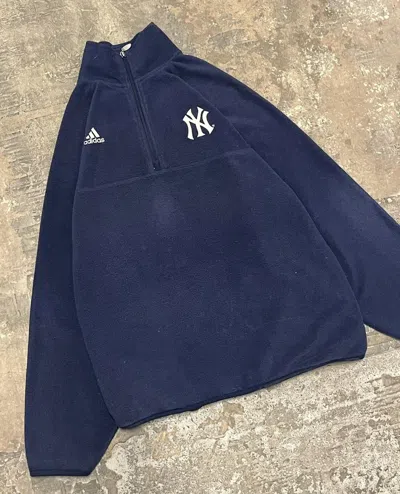 Pre-owned Adidas X Vintage Yankees Lightweight Fleece Vintage Hype Streetwear Sports In Navy