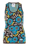 Adidas Originals Floral Knit Tank Top In Blue