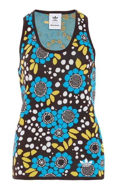 Adidas X Wales Bonner Floral Knit Tank Top In Blue