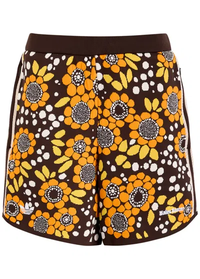 Adidas X Wales Bonner Logo Floral-intarsia Knitted Shorts In Multicoloured