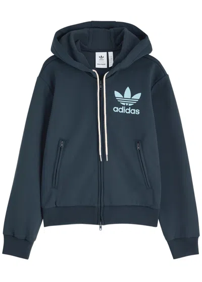 Adidas X Wales Bonner Logo Hooded Jersey Sweatshirt In Navy