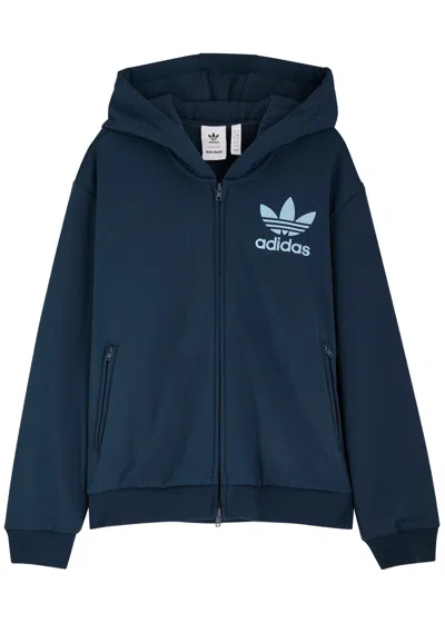 Adidas X Wales Bonner Logo Hooded Jersey Sweatshirt In Navy