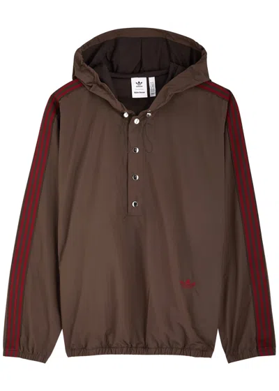 Adidas X Wales Bonner Logo Hooded Shell Jacket In Brown