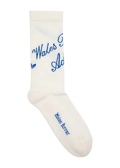 Adidas X Wales Bonner Logo-intarsia Jersey Socks In White