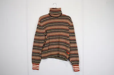 Pre-owned Adidas X Wales Bonner O1rshd10124 Striped Chenille Turtleneck Sweater In Dark Grey