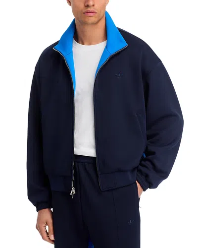 Adidas Originals Adidas X Wales Bonner Regular Fit Stand Collar Zip Jacket In Blue