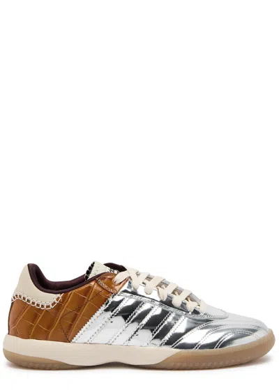 Adidas X Wales Bonner Samba Panelled Metallic Leather Sneakers In Silver
