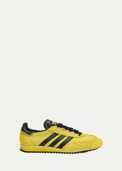Adidas X Wales Bonner X Adidas Sl76 Mesh Suede Sneakers In Yellow/borang/cbl