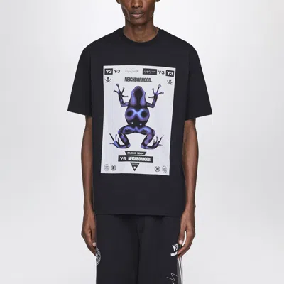 Adidas Y-3 X Neighborhood Black Oversized T-shirt With Logo Prints