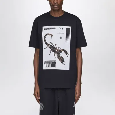 Adidas Y-3 X Neighborhood Black Oversized T-shirt With Logo Prints