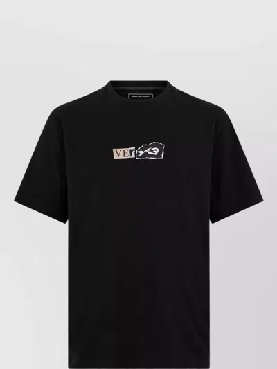 Adidas Y3 Cotton Printed Short-sleeve T-shirt In Black