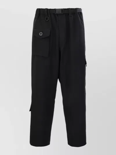 Adidas Y3 Polyester Cargo Shorts Elastic Waistband Belt Loops In Black
