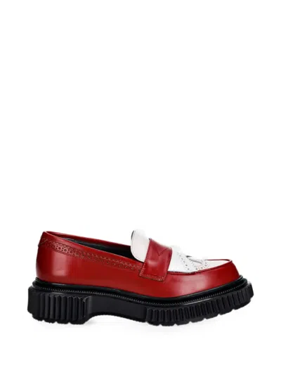 Adieu Brogue-detail Leather Loafers In Red