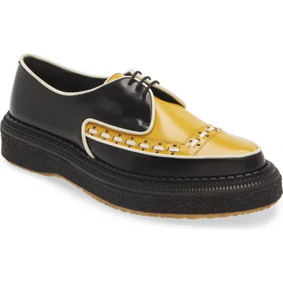 Adieu Creeper Sole Derby In Black/ Sienna/ Ivory
