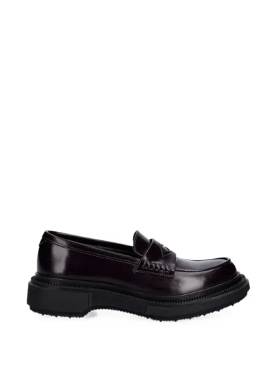 Adieu Leather Loafers In Purple