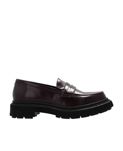 Adieu Platform Leather Penny Loafers In Black