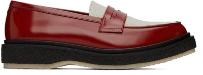 Adieu Red & White Type 5 Loafers In Deep Red White