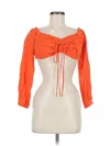 Adika 3/4 Sleeve Top Orange Sweetheart Neckline Tops In Orange