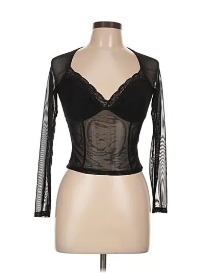 Pre-owned Adika Long Sleeve Top Black Sweetheart Neckline Tops