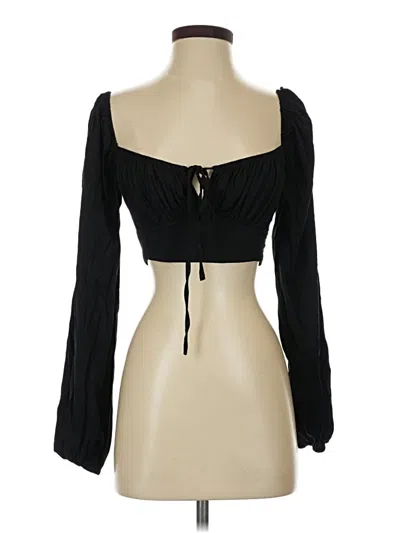 Pre-owned Adika Long Sleeve Top Black Sweetheart Neckline Tops
