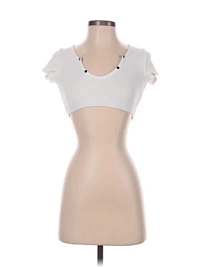 Pre-owned Adika Short Sleeve Top Ivory Sweetheart Neckline Tops In White