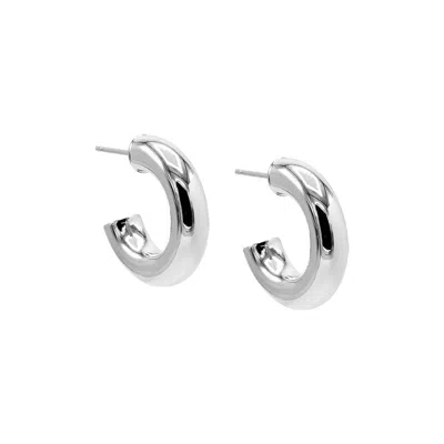 Adina Eden Chunky Hollow Hoop Earring In Silver