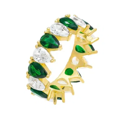 Adina Eden Colored Pear Shaped Eternity Band In Emerald Green