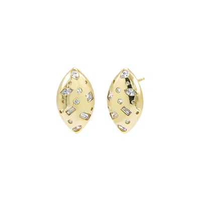 Adina Eden Colored Scattered Multi Shape Oval Stud Earring In Gold