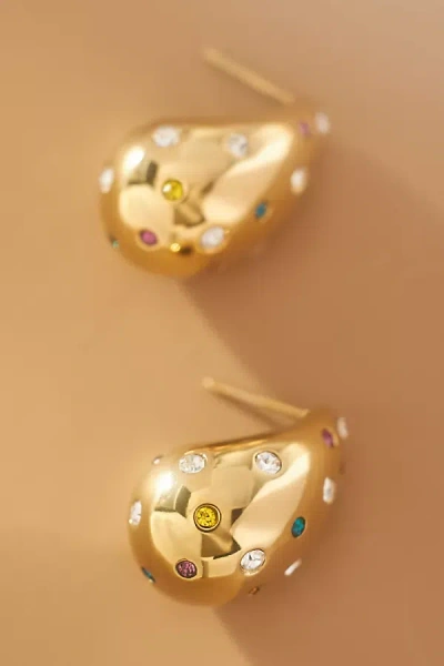 Adina Eden Colorful Teardrop Stud Earrings In Gold