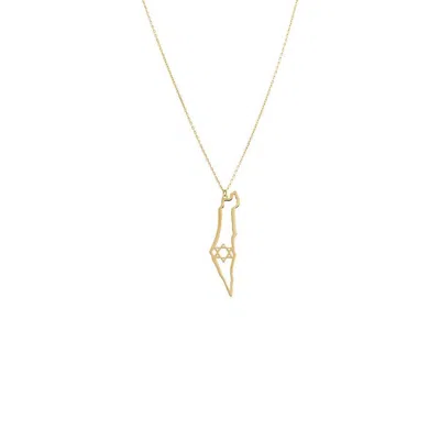 Adina Eden Cutout Star Of David Map Of Israel Necklace 14k In Gol In Gold