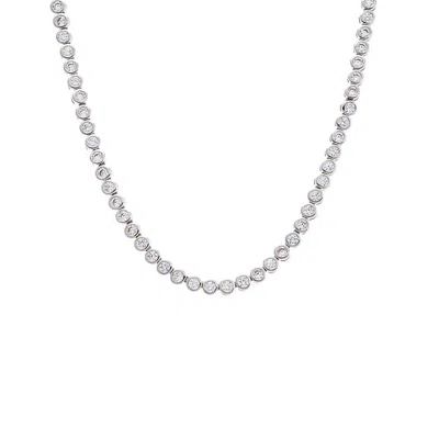 Adina Eden Cz Bezel Tennis Necklace In Silver