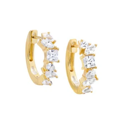 Adina Eden Cz Multi Shape Huggie Earring In Gold