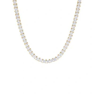 Adina Eden Cz Princess Cut Tennis Necklace In Gold