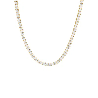 Adina Eden Cz Princess Cut Tennis Necklace In Silver