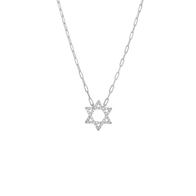 Adina Eden Cz Solitaire X Baguette Star Of David Necklace In Silver