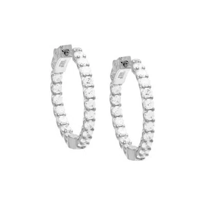 Adina Eden Cz Thin Round Hoop Earring In Silver