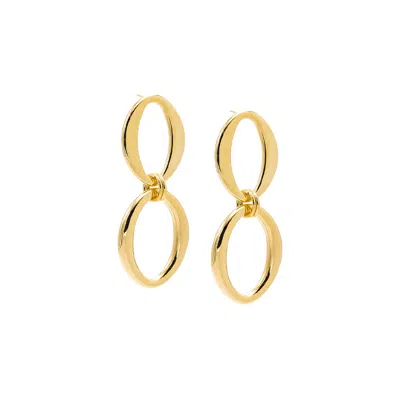 Adina Eden Double Open Oval Drop Stud Earring In Gold