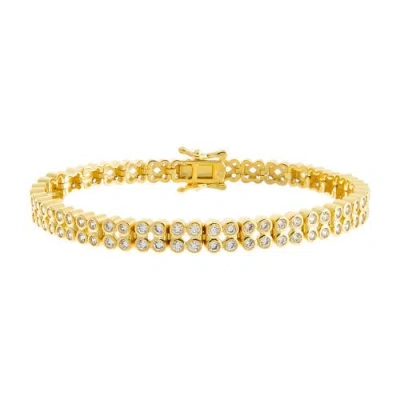 Adina Eden Double Row Cz Bezel Tennis Bracelet In Gold