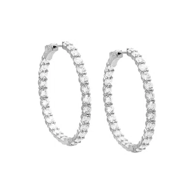 Adina Eden Fancy Tennis Hoop Earring In Silver