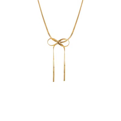 Adina Eden Herringbone Bow Tie Necklace In Gold