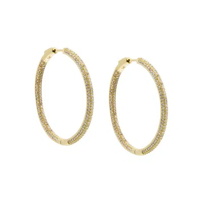 Adina Eden Large Cz Pave Open Hoop Earring In Gold