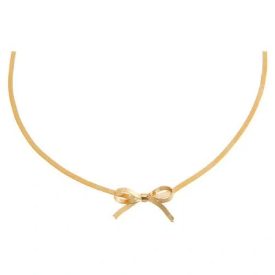 Adina Eden Mini Bow Herringbone Choker In Gold