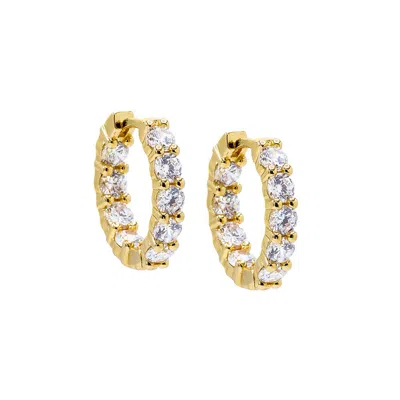 Adina Eden Mini Cz Tennis Huggie Earring In Silver