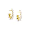 Adina Eden Multi Pearl Oval Elongated Hoop Earring In Silver