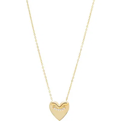 Adina Eden Pave Accented Heart Pendant Necklace In Gold