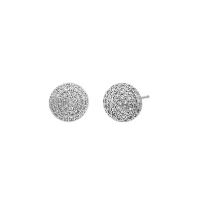 Adina Eden Pave Ball Stud Earring In Silver