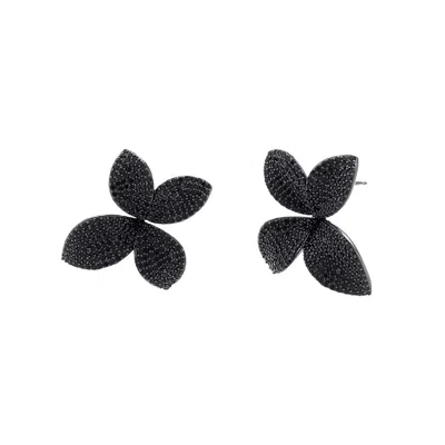 Adina Eden Pavé Fancy On The Ear Stud Earring In Black